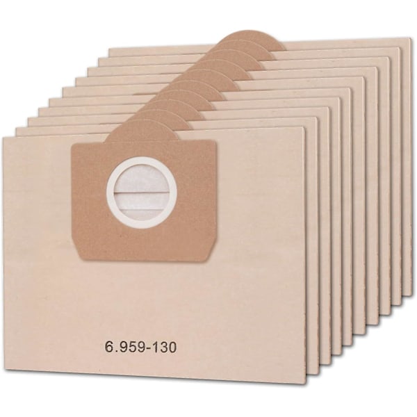 10-pakning støvsugerposer for Karcher 6.959-130.0 Wd3 Wd3p Mv3 A2204 A2254 A2604 Erstatningspapirfilterposer for våt- og tørrstøvsugere