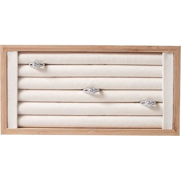 Bamburing Displaybricka for salg, ringholder stativ for utstilling, liten smykkeorganisator (beige)