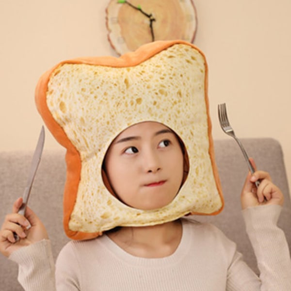 Toast Brød Hatt Varmt Brød Selfie Rekvisita Plysch Hatt Kostyme Tilbehør