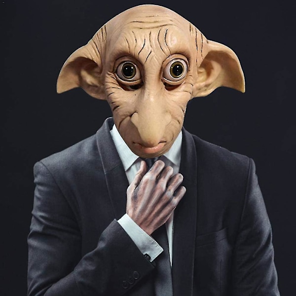 Kryc-aikuinen Dobby-naamio, Halloween Cosplay-naamio Elven Kääpiö Elf Latex-naamio Koko Pää Puvut Rekvisiitta Realistinen Naamio Karnevaaliin Maskeraatiin 1 kpl