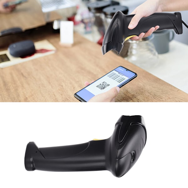 Trådlös streckkodsläsare Laser Snabb Stabil Känslig Exakt Ergonomisk Handhållen för Butik Bibliotek