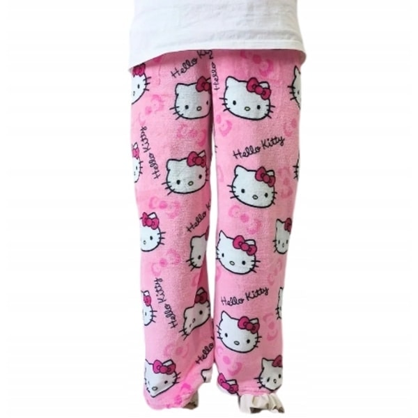 Piirretty HelloKitty Flanelli Pyjama - Pehmeä ja Paksu Eristetty Pyjama Naisille - Ruusunpunainen Rose Red XL