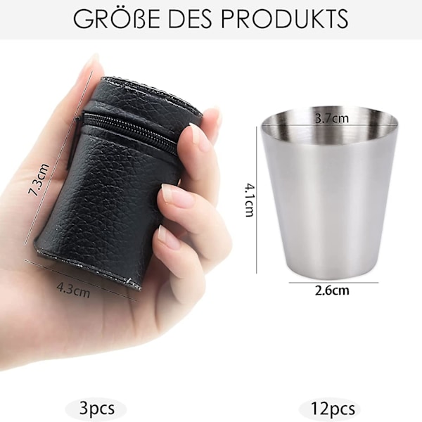 12 stk Hip Flask Kopper i rustfrit stål Shotglas 30 ml drikke