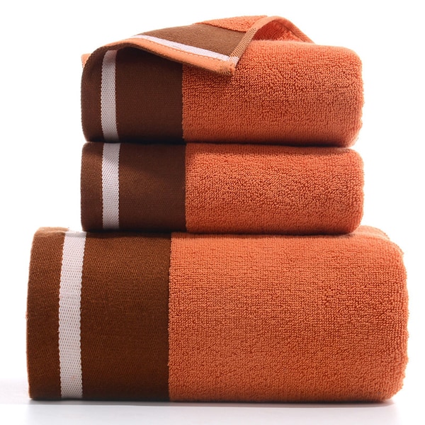 Handduksset med 3 bomullsbadhanddukar, mjuka och absorberande badhanddukar, spa-tvätthanddukar 34*74cm, badhandduk 70*140cm orange