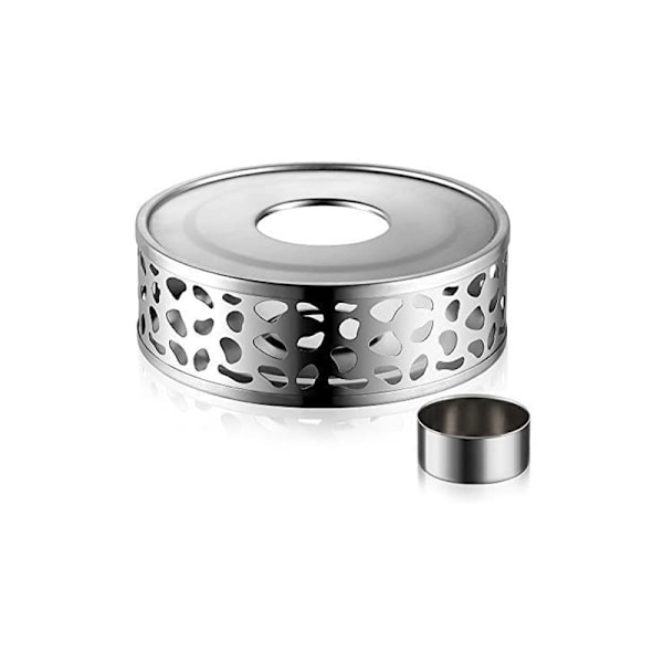 Rustfrit stålvarmer med te-lys holder, tevarmer, kaffevärmer, te-lys, tevarmer, ingen rasling, rechaud egnet til