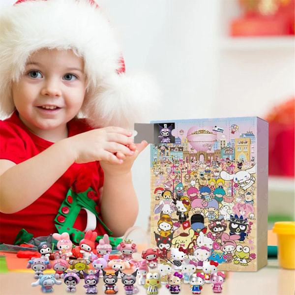 Barnens julkalender, 24 dagars julnedräkning, Sanrio julhelgsblindlåda, söta dekorativa leksaker Heminredning Julklapp