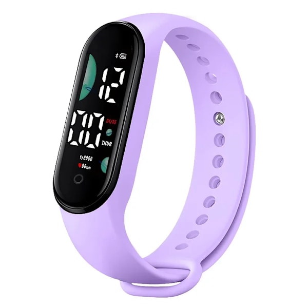 Klocka Elektronisk LED Digital Armbandsur för Kvinnor Mode Casual Enkel Silikon Touch Vattentät Armbandsklocka 13 LightPurple