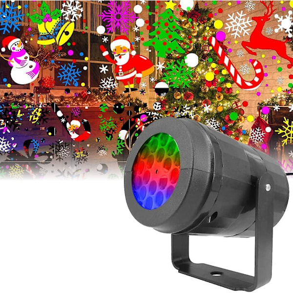 Julprojektor med 16 Mønsterbilleder LED-projektionslampe