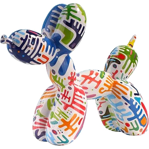Resin Ballong Hund Skulptur Abstrakt Hund Staty Dekorativ Figur Graffiti Konst Söt Djur Resin Hantverk Dekor Style 2