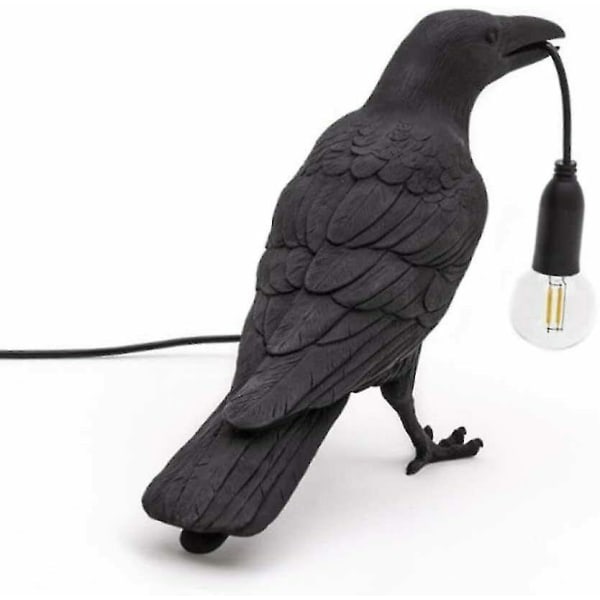 Fågellampa i Resin, Kråka, LED-Ljus, Sovrumsvägglampa, Bordlampa, Vardagsrumsdekoration