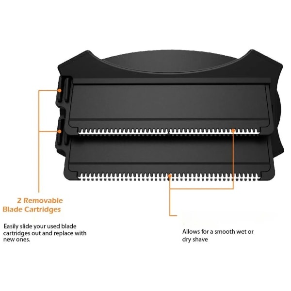 baKblade 2.0 PLUS - Ryggbarbering for menn (DIY), ergonomisk håndtak, våt eller tørr barbering (blad inkludert) | BAKBLAD