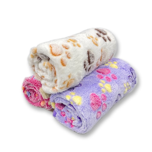 Hundteppe Kattteppe Vaskbar og myk 3-pakning myk varm fleece-dyreteppe for små og mellomstore hunder Katter Kjæledyrteppe Sovematte for sofa Paw