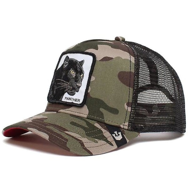 Udsalg Dyr Baseball Cap Solhat Mesh Broderet Trucker H Elephant Army green