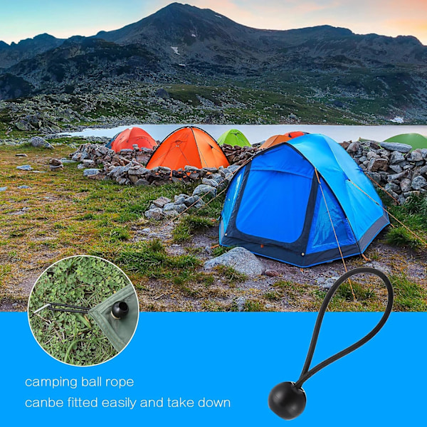 35×Svart Bungee Bungee Boll (20CM) Presenning Bungee Kärn Slitstark