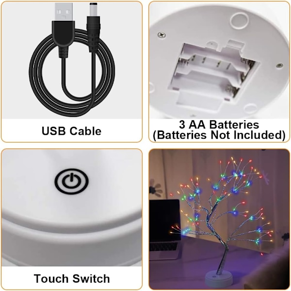 Monivärinen LED-puuvalo kaukosäätimellä, 108 säädettävää sisätilan valosarjaa F:lle Material: Polyester Material: Polyester