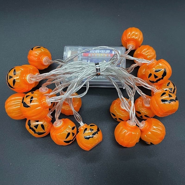 Joulu- ja Halloween-kurpitsavalaisin, lepakko- ja hämähäkkivalaisin, kallo-valoketju, koriste Style 14 Pumpkins2.5cm