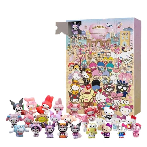 Sanrio 2024 Joulukalenteri Lapsille, (Päivitetty Versio) 38 Lahjaosaa - Satunnainen Tyyli (Blind Box), Joulukalenteri Lasten Festivaaliin Upgraded