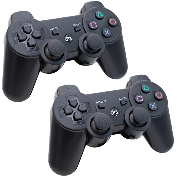 2-pack - Trådlös handkontroll för PS3 - Kompatibel - Svart