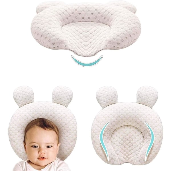 Myke baby unisex nyfødte hodeformende spedbarnsstøtte sovehode soveputer med bjørneører (beige)