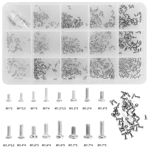 800st Små Skruvar Sortiment Kit Små skruvar Micro Screws Set