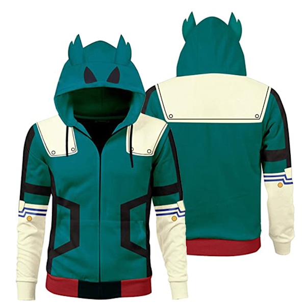 My Hero Academia Midoriya Izuku Deku Cosplay Kostym Jacka Vuxen Unisex Hoodie Kappa Tröja A A A M
