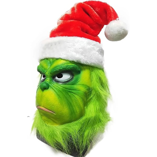 Julemaske og Handsker Kostume Geek Stole Halloween Cosplay Grinch and gloves