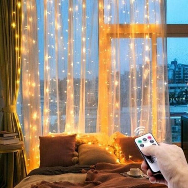 3Mx3M LED-keijukoristevalot sisä- ja ulkokäyttöön, ikkunakoriste, väri color 3*3m 300 lights