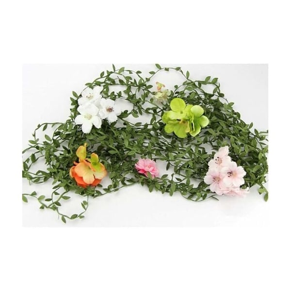 Konstgjorda vinrankor med blad, gröna bladband falska murgröna bladgirlanger för DIY bröllopsväggdekoration (40m)