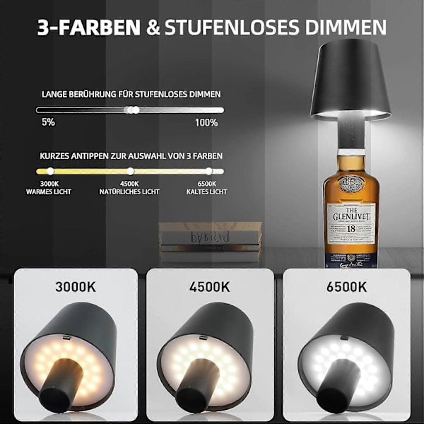 Flaskelamper, dæmpbare flaskelamper, genopladelige lamper