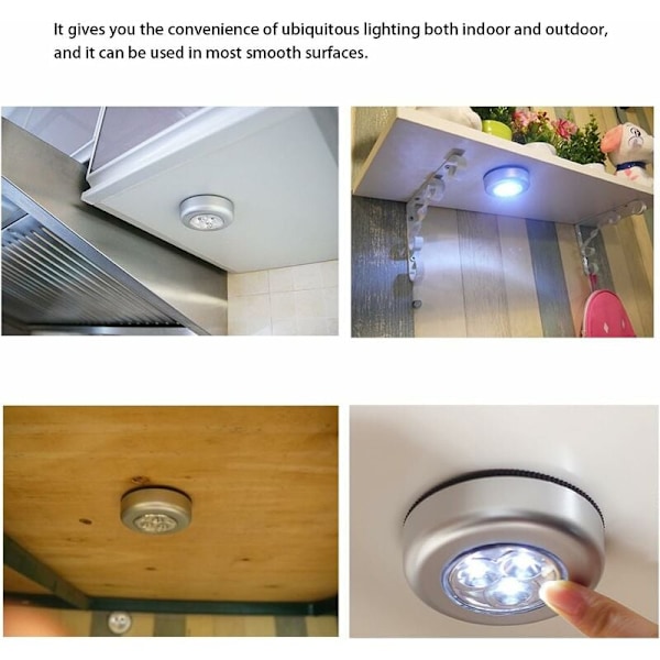 6 st Taklampor, LED Batteridriven Touchbelysning Klick Tryckljus La