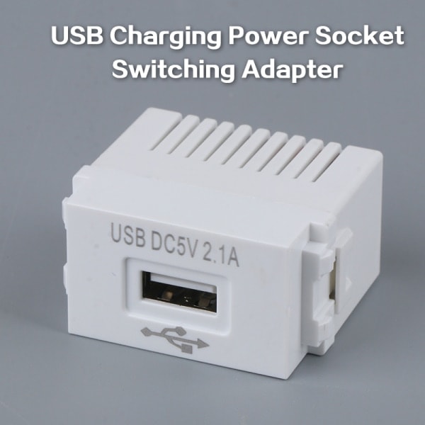 USB-strømforsyningsmodul 220V 5V Transformator Bryteradapter Hvit