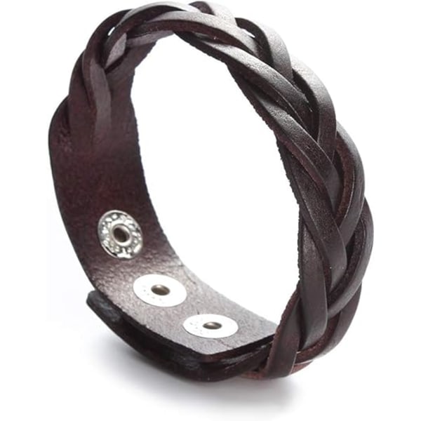 Läderarmband Flätad Sportig Bred Handledsrem Herr- och Dam Punk Smycken, Svart