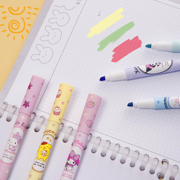 e Sanrio Highlighter 6 Bokser Høyverdig Fargepenn