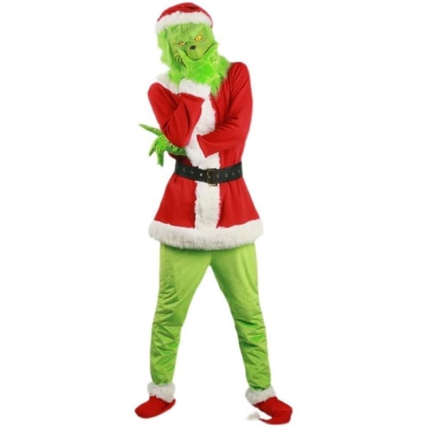 Julfest cosplay Grinch-kostyme med maske for barn/voksne L L