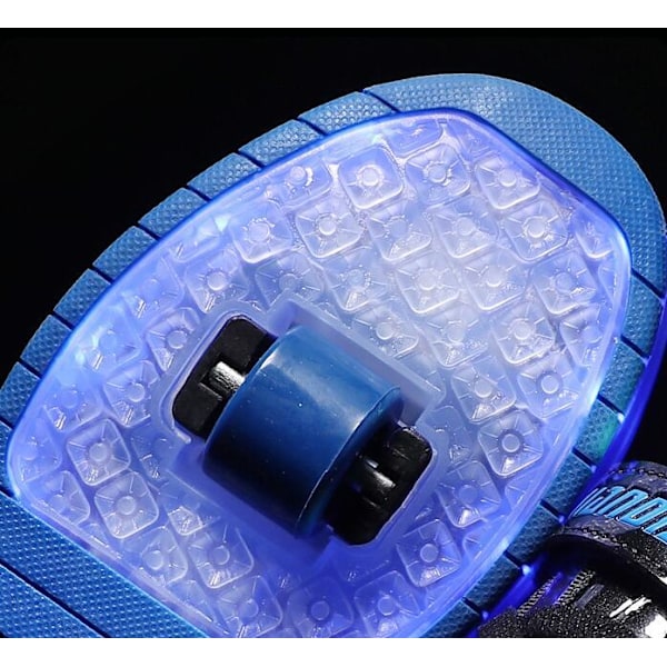 Børne LED USB Genopladelige Rulleskøjtesko med enkelt hjul, sort og blå black and blue 38