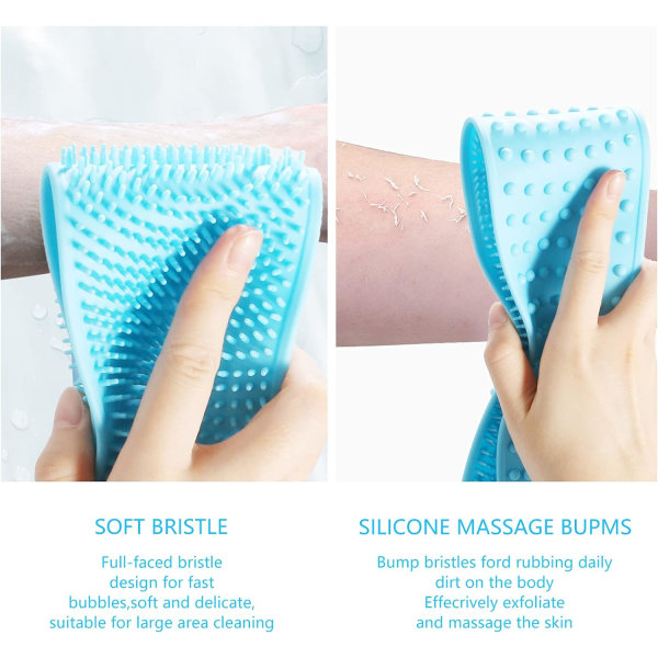 Extra lång ryggskrubb Silikon kroppsskrubb bälte Rygg exfoliator Ryggskrubb