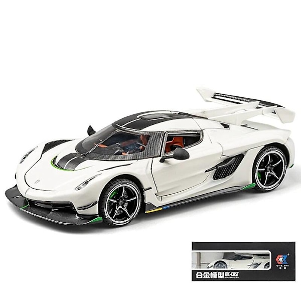 1/24 Koenigsegg Jesko Diecast Alloy Metal Toy Car Miniature Vehicle Model Pull Back Sound Light Doors Openable Collection Gift