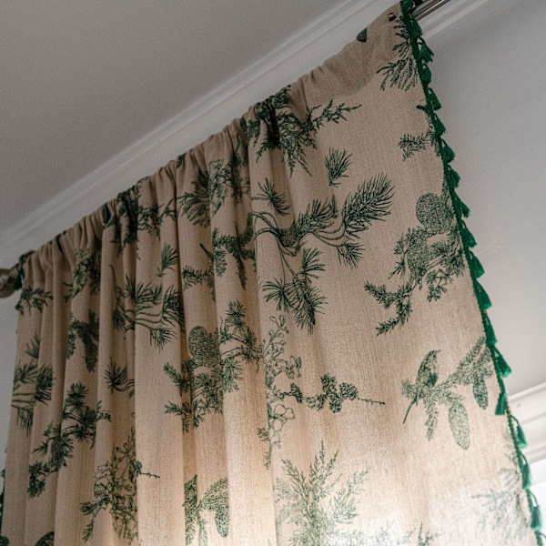 Bomulds- og linnedgardin med grønt fyrretræsfrugtprint, Bed & Breakfast-gardin, halv skygge, køkkendørsgardin Grøn fyrretræsfrugt-punch Green Pine fruit-punch 150*280