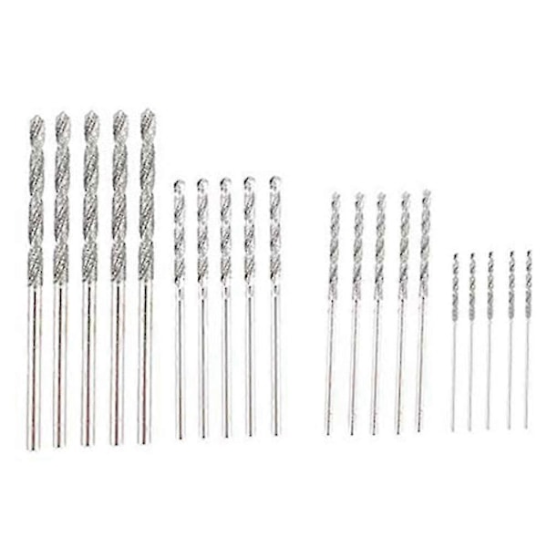 Timanttiporasarja 20 kpl 4 kokoa 1mm 1,5mm 2mm 2,5mm Kierreterä Korut Ranta Merilasi Kuoret Jalokivet Hionta [DB]