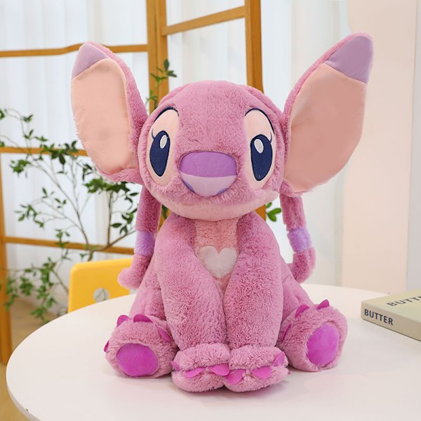 Angel Medium Mjukis, Lilo & Stitch, Populär Stitch och Angel Plysch med Flexibla Öron och Broderade Detaljer - Medium 15 tum Angel