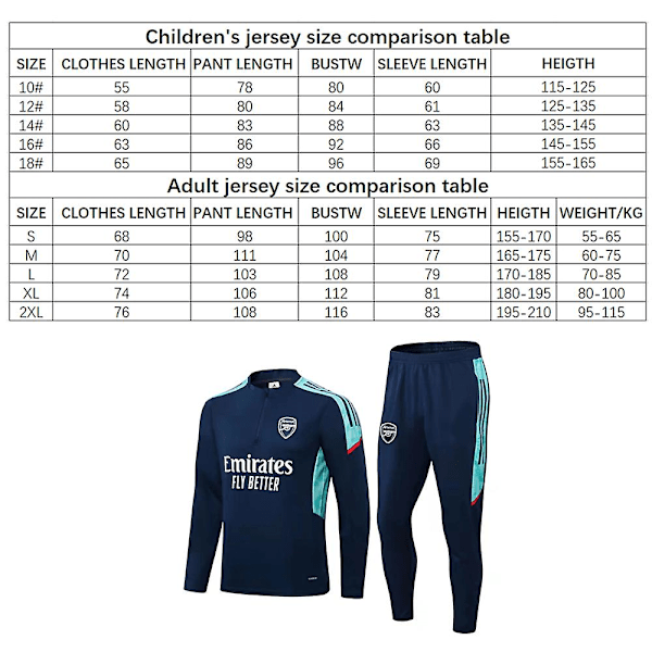 2122 Arsenal Fotbollströja Set Långärmad fotbollsträning xxl