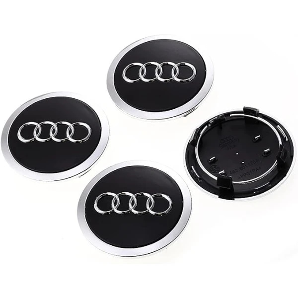 Centrumkåpor till AUDI 60mm 4-P Black with chromed edge 80