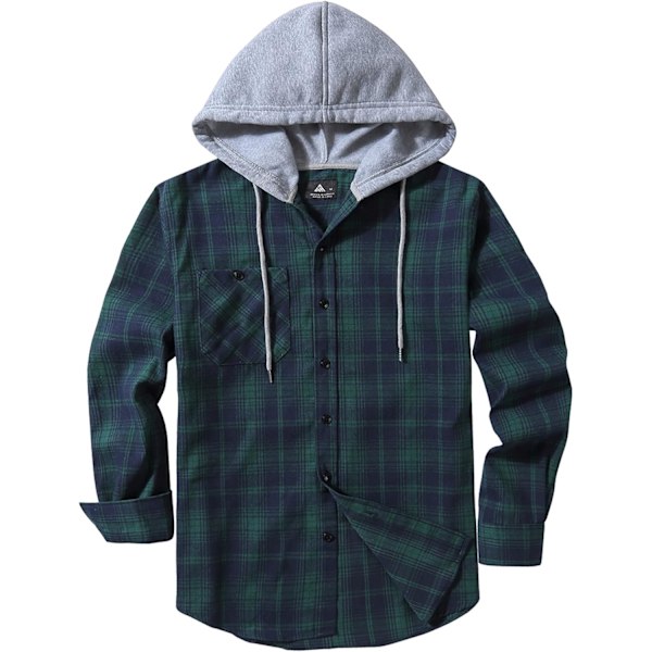 Rutiga herrskjorta med långa ärmar och ficka, rutig skjorta för män, flanellskjorta, regular fit, 4 säsonger, skogshuggar skjorta M-3XL Grön Blå Green Blue L