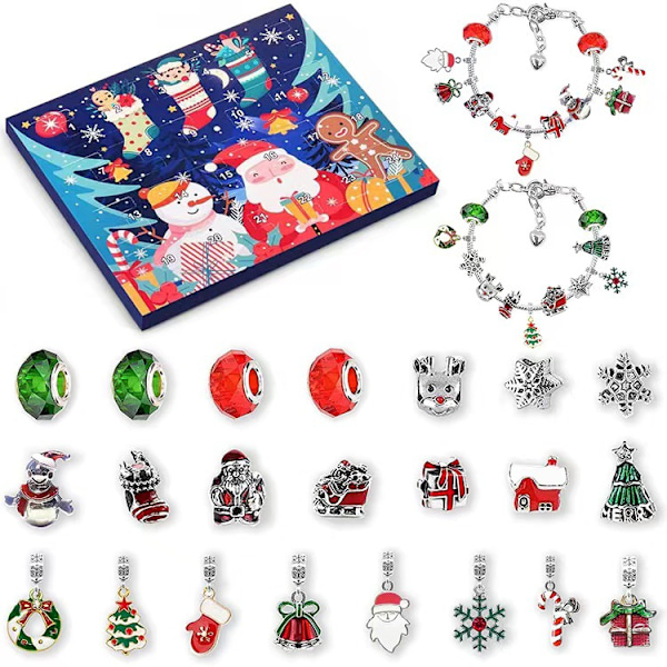 Christmas Advent Calendar Bracelets 2024 for Girls 24 Days Xmas Countdown Calendar DIY Jewelry Making Kit Gift for Kids Teens Women