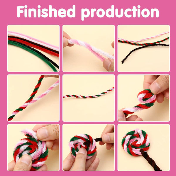 100 Chenillepinnar för DIY-hantverk, stora rörrengörare för kreativa dekorationer (rosa) [JR]