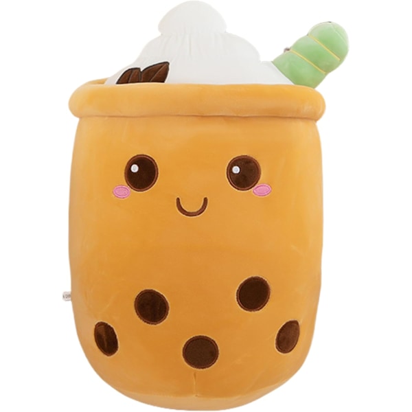Boba te-pute i plysj, søte boba-kosedyr, myke leker, gigantisk boba-kosedyrpute for boba-elskere (brun, 24 cm) color