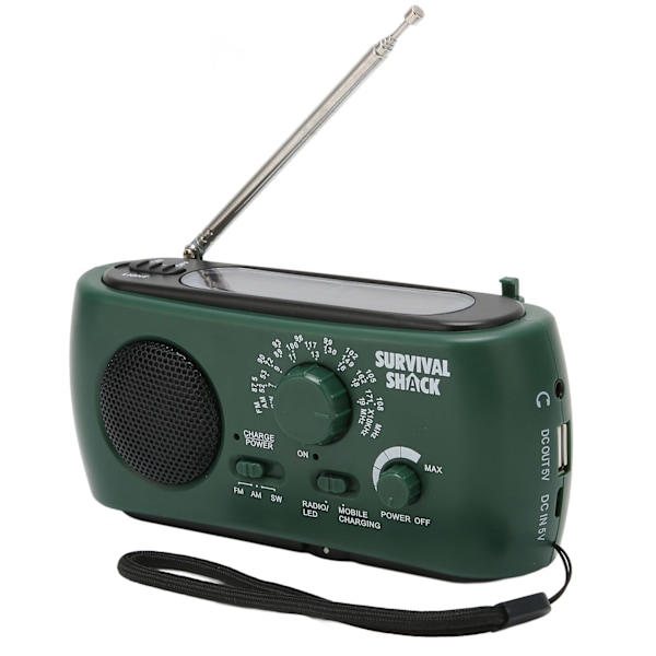 Handvevad Radio Bärbar Praktisk LED Ficklampa Utomhus Multiband AM/FM/SW Solcellsladdad Väderradio