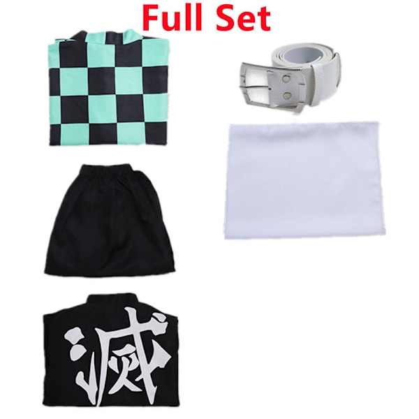 Demon Slayer Kimetsu no Yaiba Tanjirou Kamado Cosplay Puku Kimono Kappa Halloween Juhla Anime Vaatteet Uniformu Setti A4 A4 S