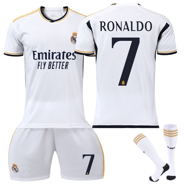 23-24 Ronaldo 7 Real Madrid drakt Ny sesong Siste fotballdrakter for voksne barn VTY-Xin E Kids 24(130-140cm)