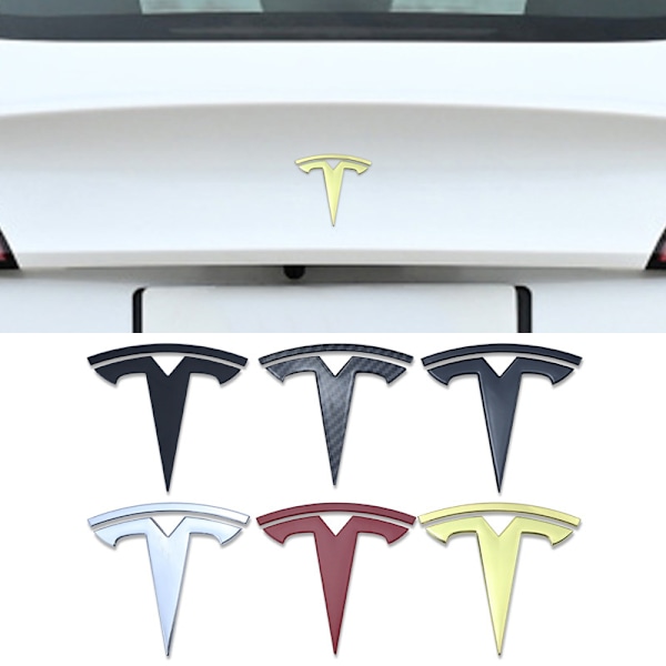 Egnet til Tesla model 3 hættelogo modeller x y metal bil logo erstatning bagerste hale logo forreste og bageste logo (kulfiber)